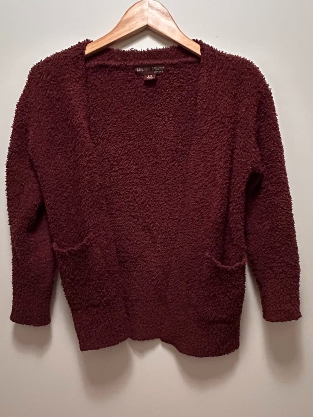 Kids Barefoot Dreams sweater, dark red, sz 8/10